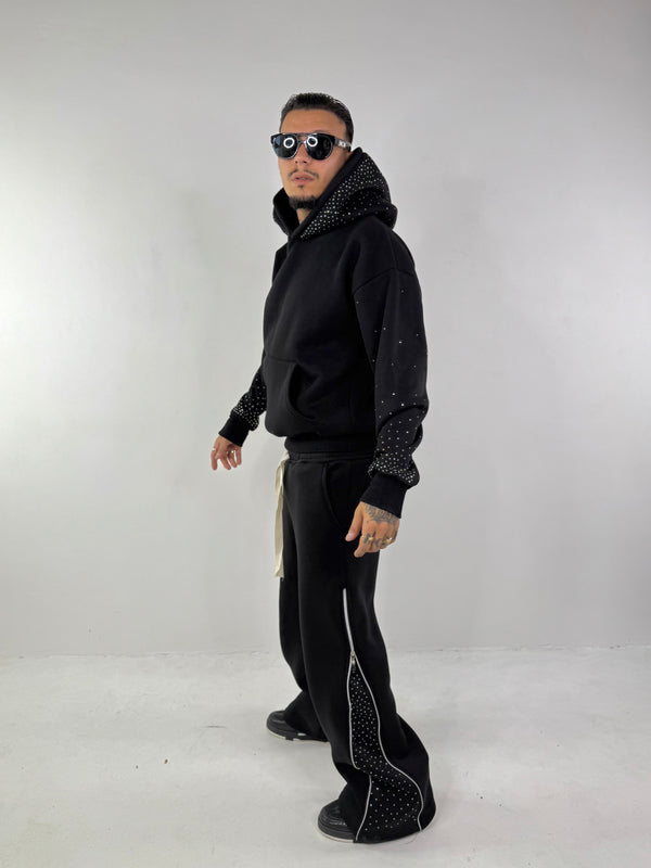 FELPA CON CAPPUCCIO E STRASS