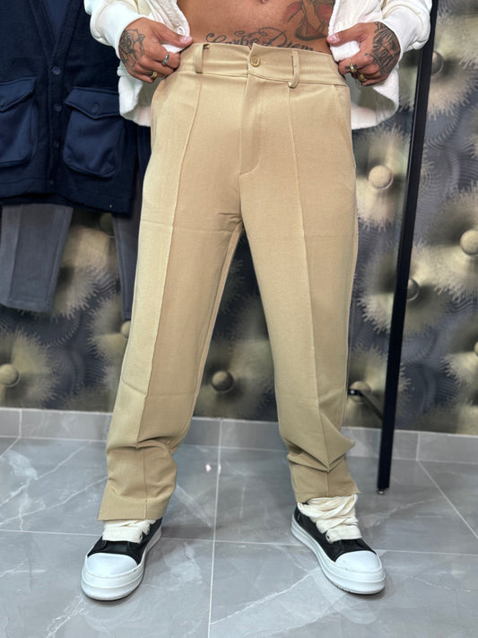 Pantalone con zip beige