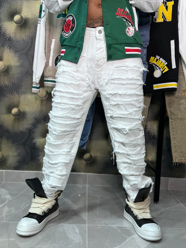 JEANS SFRANGIATO white