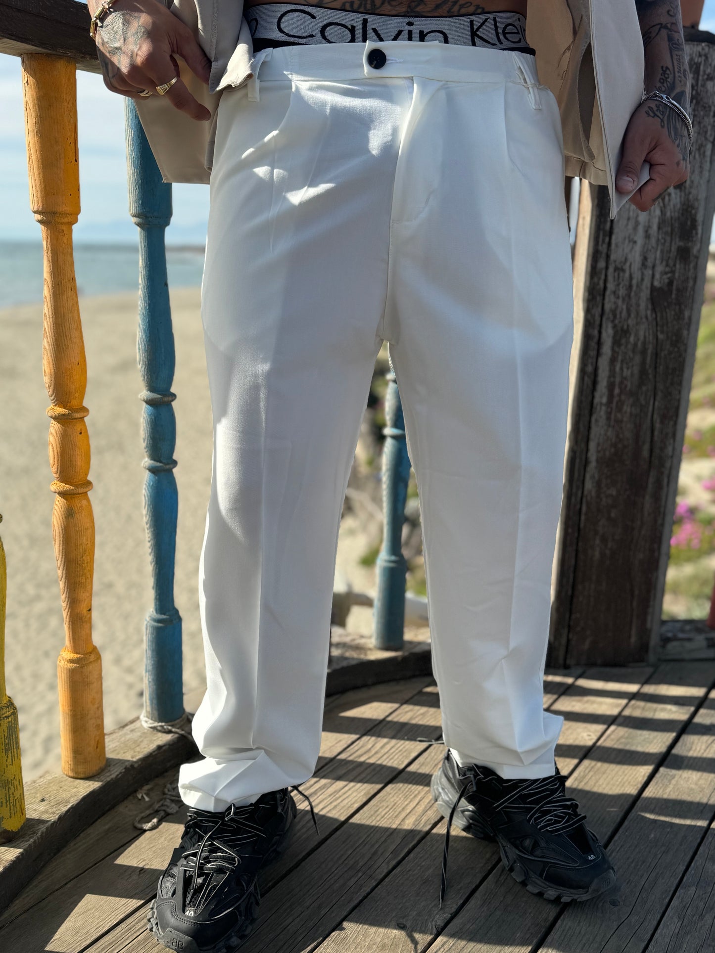 Pantalone fondo ampio white