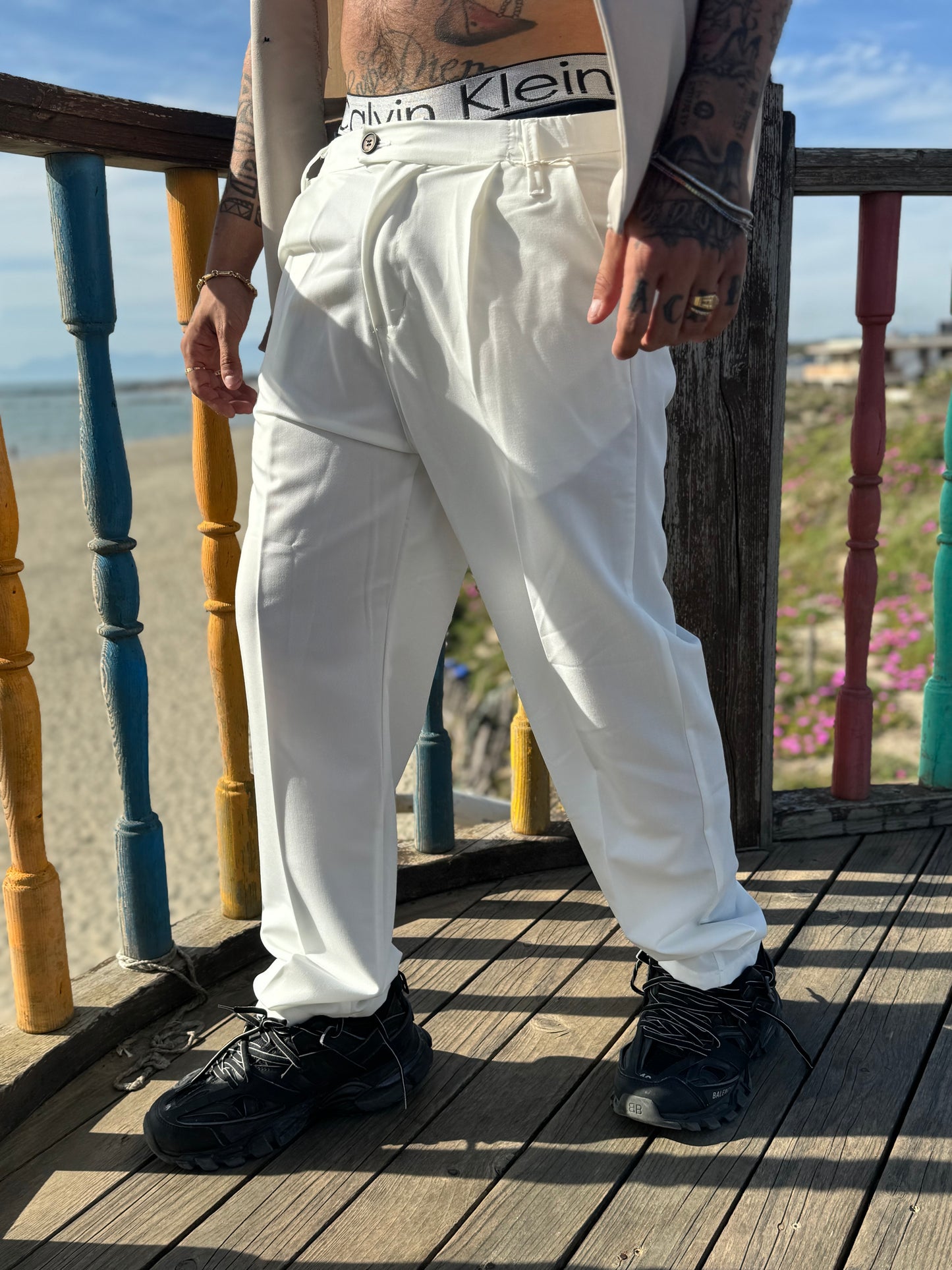Pantalone fondo ampio white