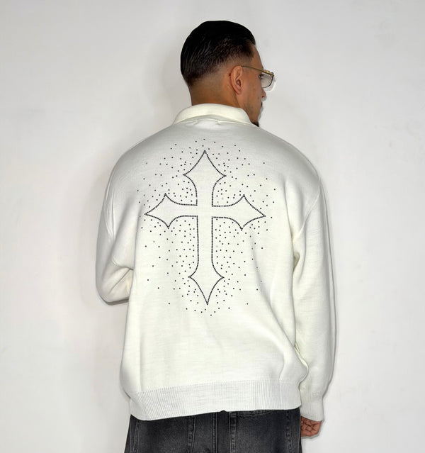 MAGLIONCINO CROCE STRASS FUL ZIP 2 colori